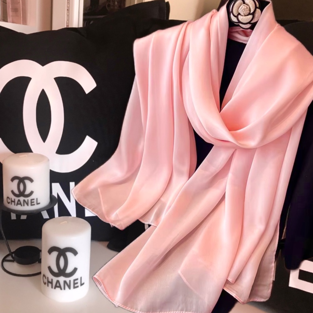 Light Pink 100% SILK SATIN Large Shawl Scarf Wrap Wedding Bridesmaid Cover up - Picture 2 of 8